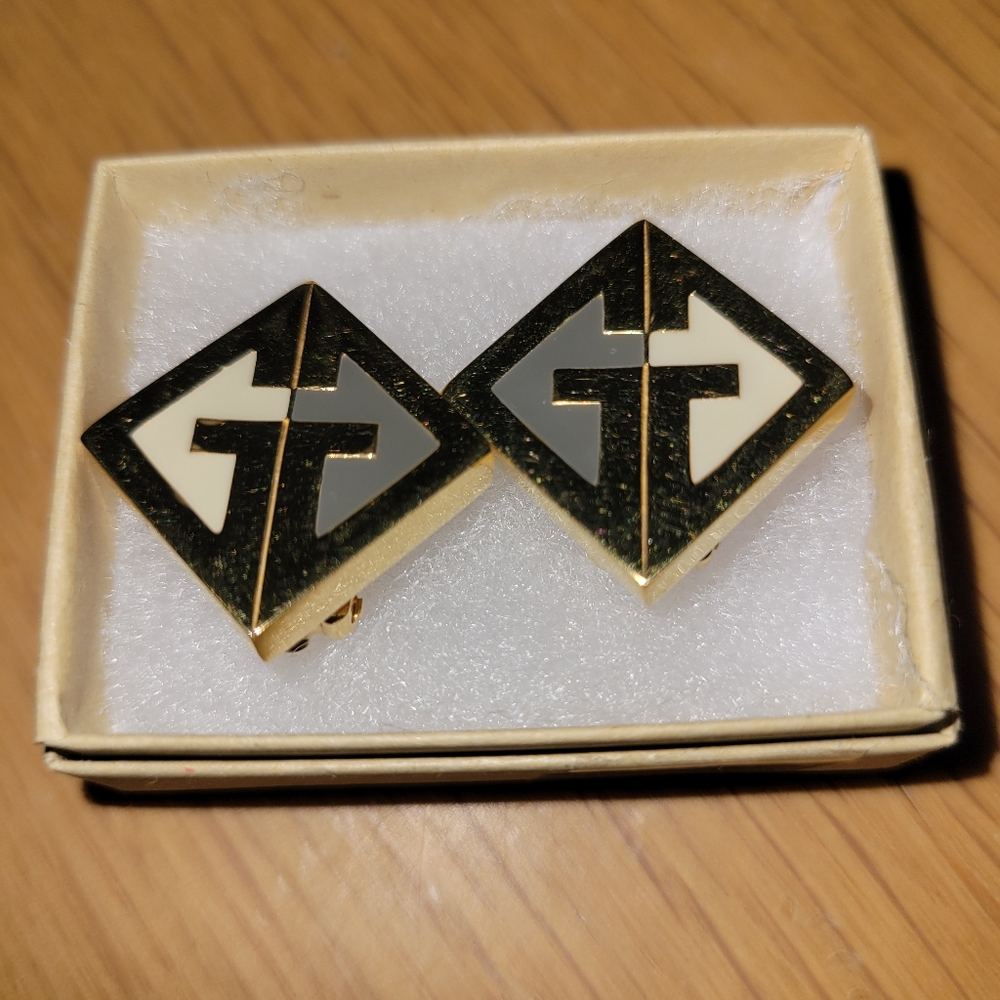 Givenchy Paris 1977 Signed Gold Tone Clip-on Earrings